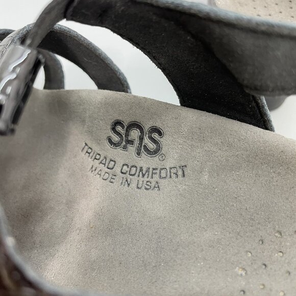 SAS Allegro Sandals Croc Embossed Leather Comfort Strappy Black Womens 10 Wide - Picture 13 of 14